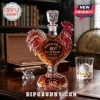 Crystal rooster decanter featuring Chick-fil-A 80th anniversary engraving on a wooden office desk with a glass and cigar.!
