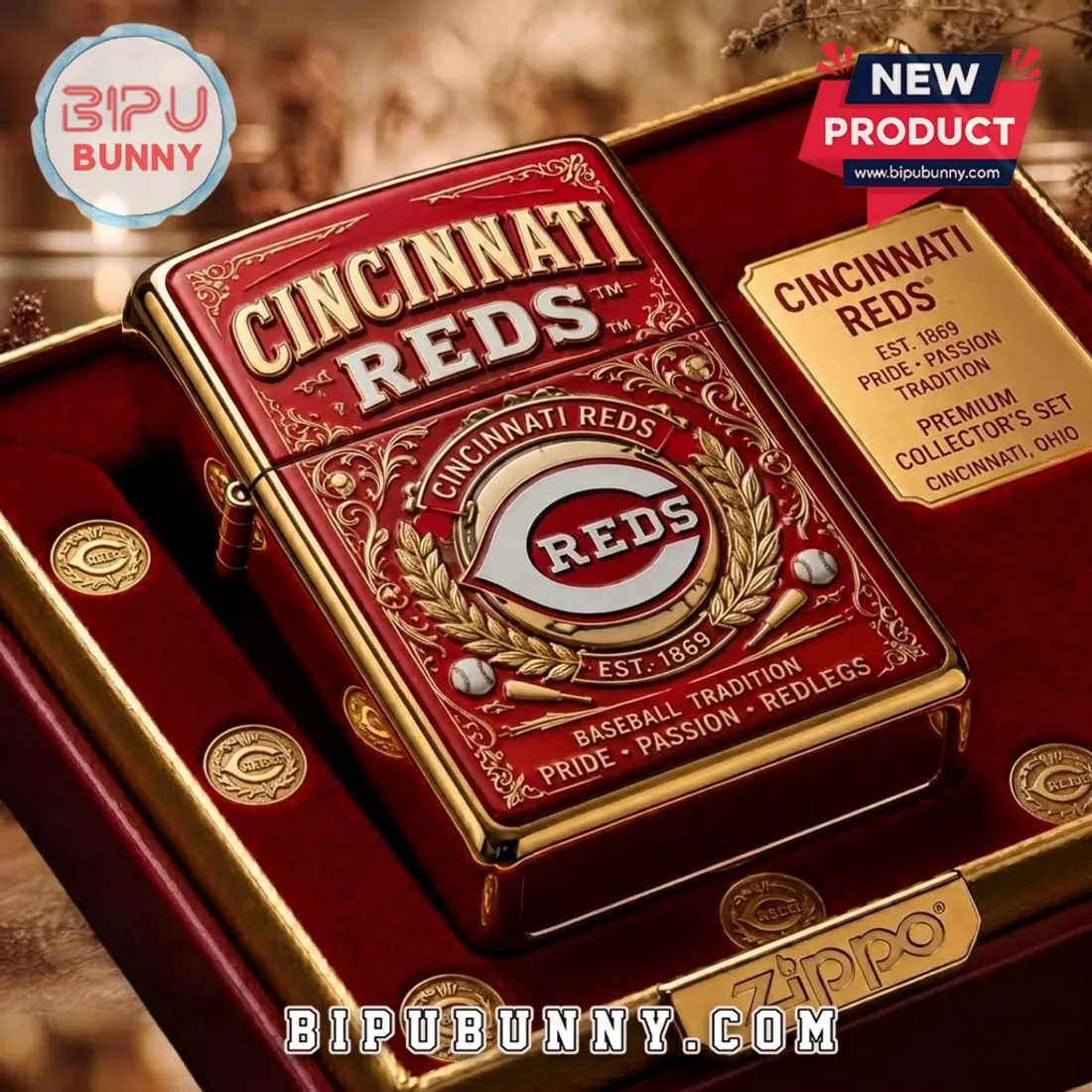Cincinnati Reds Zippo Premium Engraved Lighter Case Cincinnati Reds Zippo Premium Engraved Lighter Case