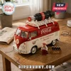 Coca-Cola anniversary edition building block van in red and white with roof-mounted bottle and miniature driver figure.!