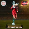 Cristiano Ronaldo in a red Portugal kit holding the UEFA trophy on a commemorative base labeled UEFA Nations League 2024-25.!