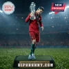 Cristiano Ronaldo figure in red Portugal kit holding a silver trophy on a base labeled UEFA Nations League 2024-25.!