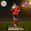 Cristiano Ronaldo standing on a UEFA Nations League 2024-25 display base kissing a soccer ball in a Portugal home kit.!