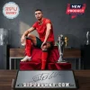 Cristiano Ronaldo in Portugal kit sitting beside a trophy with a metal plaque featuring his signature at Bipubunny.com.!
