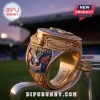 Gold Crystal Palace FC championship ring featuring the club eagle emblem, blue enamel accents, and 2026 UEFA text details.!