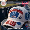 Crystal Palace FC white distressed baseball cap with UEFA Conference League Champions embroidery on stadium seating.!