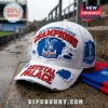 White Crystal Palace FC baseball cap with distressed details, embroidered Champions text, and UEFA Conference League patch.!