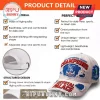 White Crystal Palace FC baseball cap with distressed details, blue panels, and embroidered UEFA Conference League patches.!