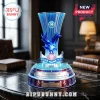 Crystal Palace FC light-up trophy replica with blue eagle emblem, UEFA branding, and LED base on a marble table.!
