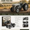 Grey 1948 vintage farm tractor building block set with 683 ABS plastic pieces on a wooden surface.!