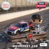 Vinyl racing driver figure holding a Coca-Cola bottle next to a number 38 Chevrolet stock car on a metal display base.!