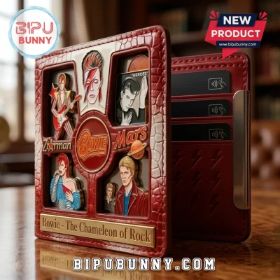 David Bowie The Chameleon of Rock Starman Heroes Red Embossed Bifold Wallet