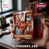 Red textured leather wallet with David Bowie enamel pins featuring Ziggy Stardust and Heroes imagery and metallic accents.!