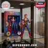 David Bowie Ziggy Stardust action figure in blue and red space suit with red guitar standing next to original display box.!