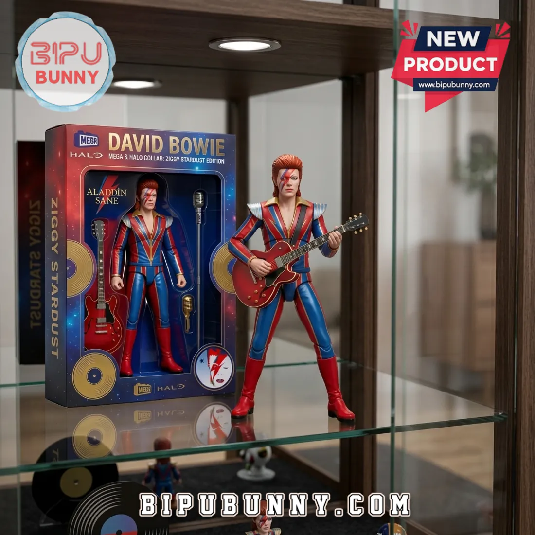 David Bowie x Mega Halo Ziggy Stardust Aladdin Sane Collectible Figure David Bowie x Mega Halo Ziggy Stardust Aladdin Sane Collectible Figure