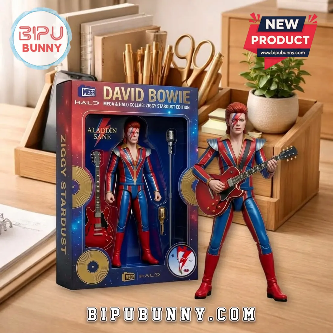 David Bowie x Mega Halo Ziggy Stardust Aladdin Sane Collectible Figure David Bowie x Mega Halo Ziggy Stardust Aladdin Sane Collectible Figure