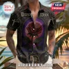 Depeche Mode button-up shirt featuring a central red rose inside a purple stained glass frame and Personal Jesus text.!