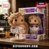 Dirty Dancing Baby vinyl figure in a white dress standing on a circular wooden base next to its collectible display box.!