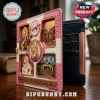 Dolly Parton themed pink and white textured leather wallet featuring enamel pins of Dolly, butterflies, and Dollywood.!