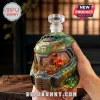 Doom Slayer helmet glass whiskey decanter with 33rd Anniversary 1993-2026 text and clear diamond-cut glass stopper.!