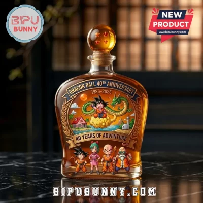 Dragon Ball 40th Anniversary 1986-2026 Embossed Glass Liquor Whiskey Decanter