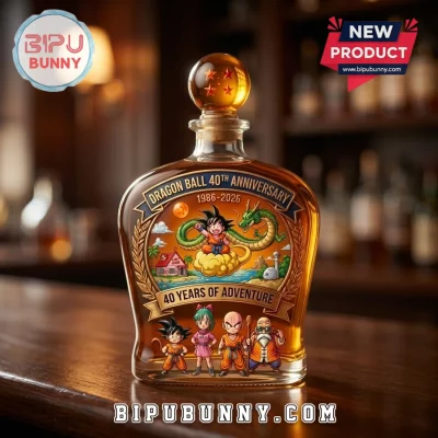 Dragon Ball 40th Anniversary 1986-2026 Embossed Glass Liquor Whiskey Decanter