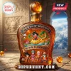 Dragon Ball 40th anniversary amber glass whiskey decanter with Goku, Bulma, Krillin, Master Roshi, and Shenron illustration.!