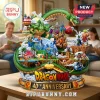 Dragon Ball 40th anniversary resin diorama statue featuring Shenron, Goku, and various series characters on wooden table.!