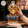 Dragon Ball Z Super Saiyan Goku faceted amber glass decanter with 1986-2026 40th anniversary text held in two hands.!