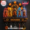 Dragon Ball Z personalized wall key holder with five Goku transformation figures and hanging anime-themed metal keychains.!