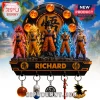 Dragon Ball Z Goku transformation figure wall display with five keychains, custom name plaque, and illuminated LED backing.!