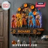 Dragon Ball Z wall display featuring five Son Goku figures, LED Dragon Balls, and keychain hooks labeled with Richard.!