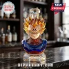 Majin Vegeta crystal whiskey decanter with gold hair and blue suit, featuring 1986-2026 40th anniversary base inscription.!