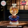 Majin Vegeta crystal decanter with gold hair and blue armor, engraved 1986-2026 40th anniversary on a wooden base.!