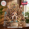 Elvis Presley centerpiece with wooden tiki carvings, elephants, and volcano motifs labeled Aloha From Hawaii.!