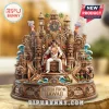 Elvis Presley Aloha From Hawaii resin figurine featuring tiki statues, volcanoes, hula dancers, and gold ornate accents.!