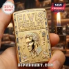 Gold-tone metal lighter featuring an embossed Elvis Presley portrait, crystal-encrusted music motifs, and 1935-1977 text.!