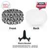 Oval ceramic decorative plate featuring a black and white Elvis Presley jailhouse rock print with a black plastic stand.!