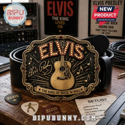 Elvis Presley King of Rock and Roll Embossed Leather Belt