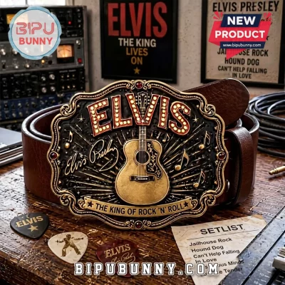 Elvis Presley King of Rock and Roll Embossed Leather Belt