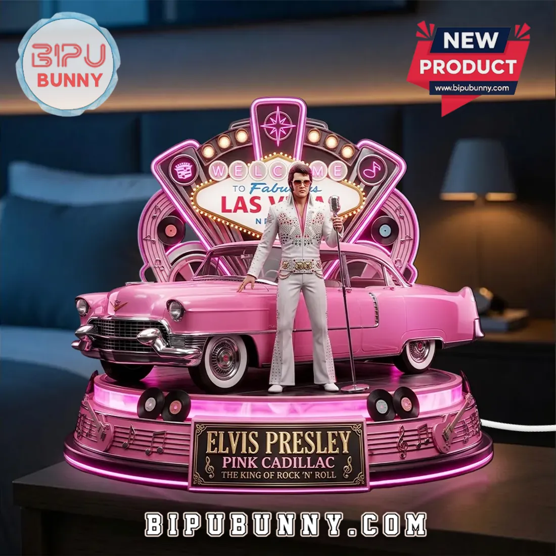Elvis Presley Pink Cadillac King of Rock Acrylic Light Box Elvis Presley Pink Cadillac King of Rock Acrylic Light Box
