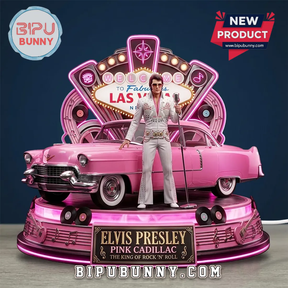 Elvis Presley Pink Cadillac King of Rock Acrylic Light Box Elvis Presley Pink Cadillac King of Rock Acrylic Light Box