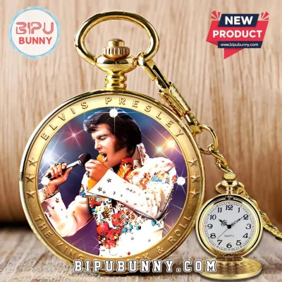 Elvis Presley The King of Rock and Roll Gold Pocket Watch