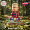 Erling Haaland bobblehead in Norway kit meditating on a FIFA World Cup 2026 base with landmark figurines in a forest.!
