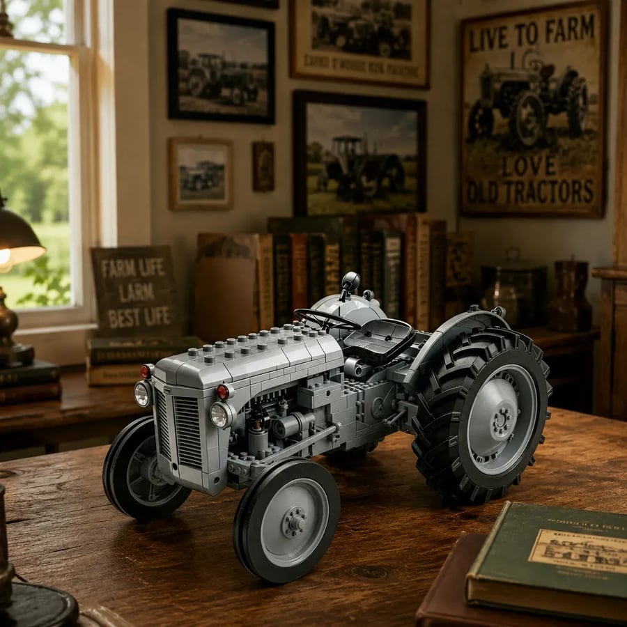 Classic 1948 Grey Farm Tractor Building Block Set – Vintage Field Edition Classic 1948 Grey Farm Tractor Building Block Set – Vintage Field Edition
