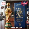 Gold trophy bottle on green base with 2026 FIFA World Cup text next to a blue commemorative presentation box.!