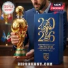 Gold 2026 FIFA World Cup trophy replica with matching blue commemorative display box featuring United 2026 branding.!