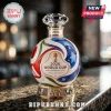 2026 World Cup commemorative glass decanter with a diamond-shaped stopper and FIFA-themed base on a granite countertop.!