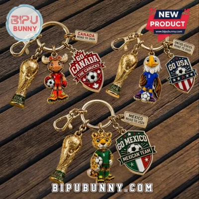 FIFA World Cup 2026 Mascot Set Canada USA Mexico Keychain