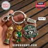 Mexico 2026 World Cup metal keychain featuring a gold trophy charm, a jaguar mascot, and a Go Mexico shield badge.!