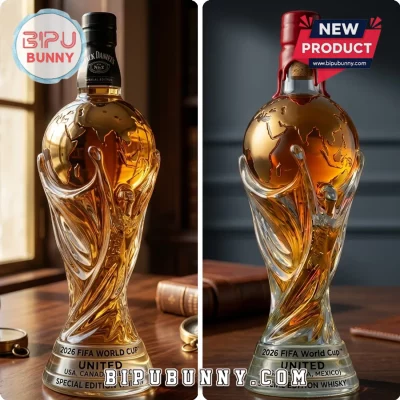 FIFA World Cup 2026 United USA Canada Mexico Trophy Glass Whiskey Bottle
